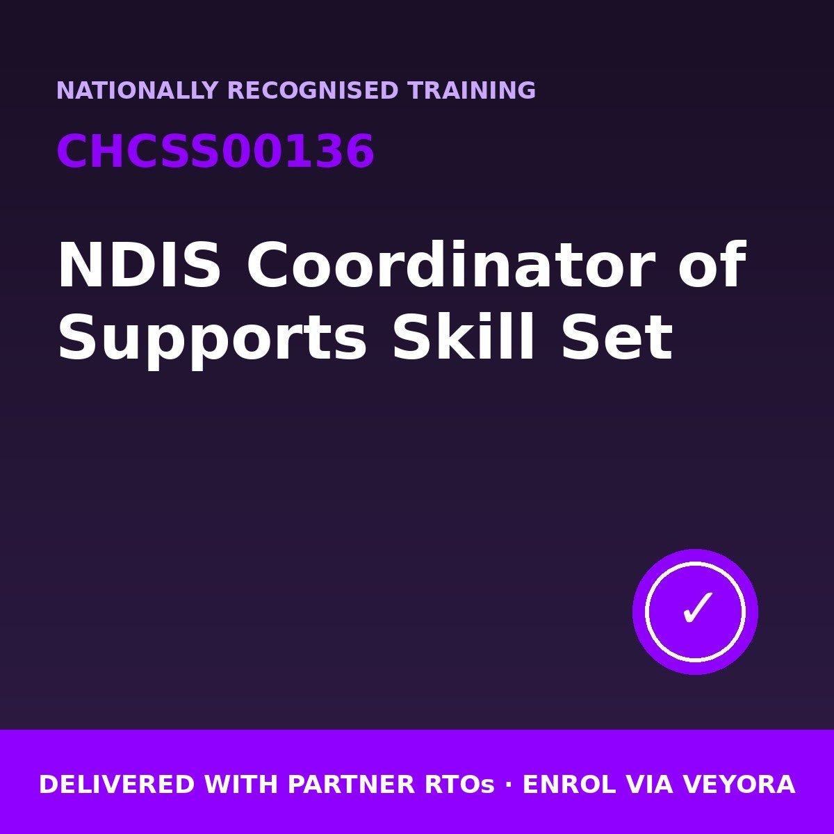 NDIS Coordinator of Supports Skill Set · CHCSS00136 - Veyora